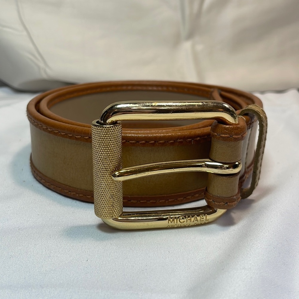 Michael Kors Brown and Tan Leather Belt